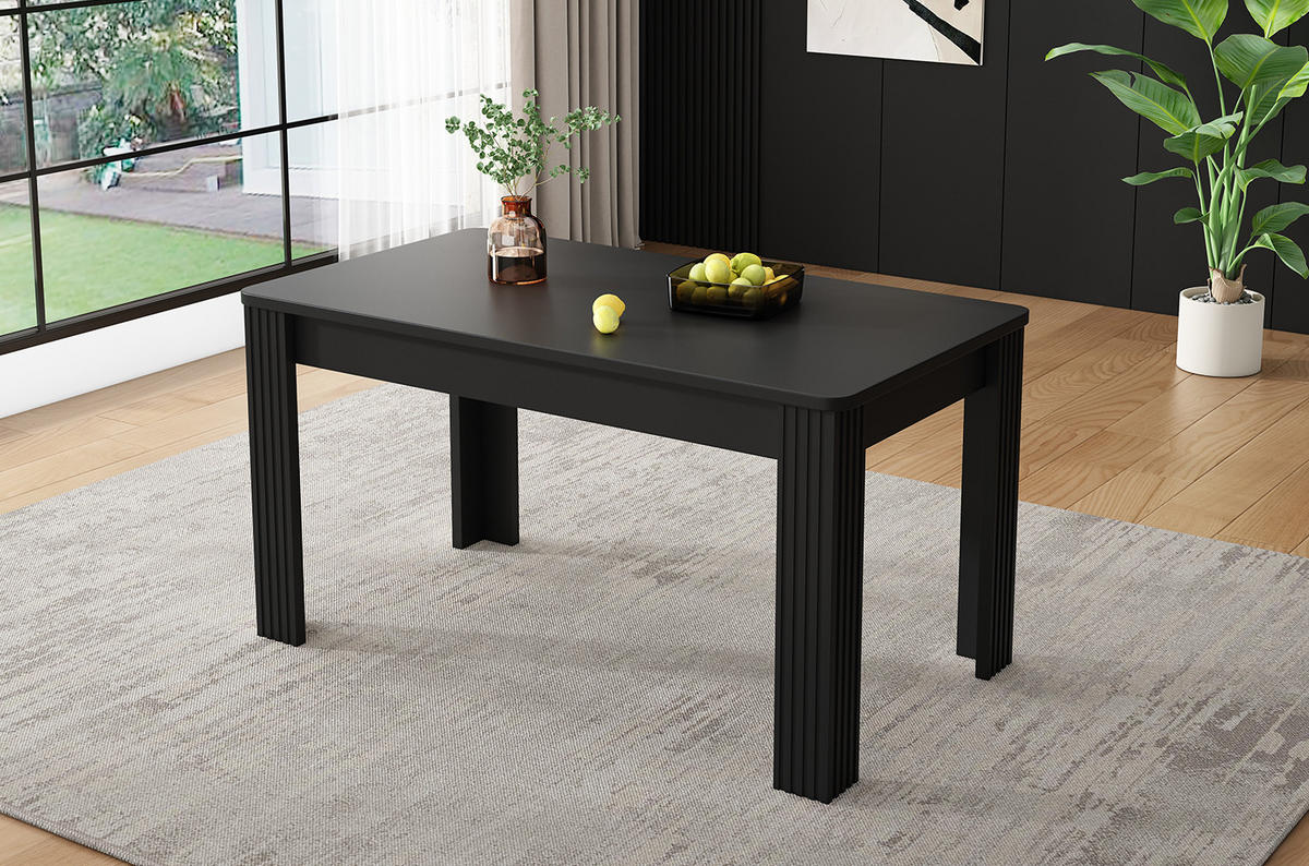 ESSTISCH 75x65x116 cm in Schwarz aus Spanplatte mit pflegeleichter Tischplatte - Schwarz, Holzwerkstoff (65/116/75cm) - Modfu