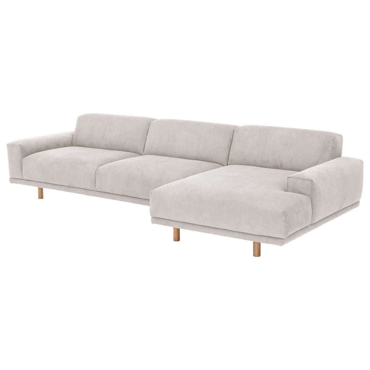 ECKSOFA mit Longchair rechts Kattryna Cordstoff beige - Beige, Kunststoff (133/283cm) - 58aufmkessel