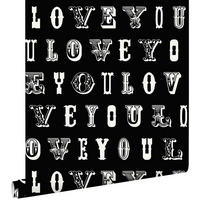 TAPETE love you - Sprüche 53 cm x 10.05 m - Schwarz, Papier (53/1000cm) - ESTAhome