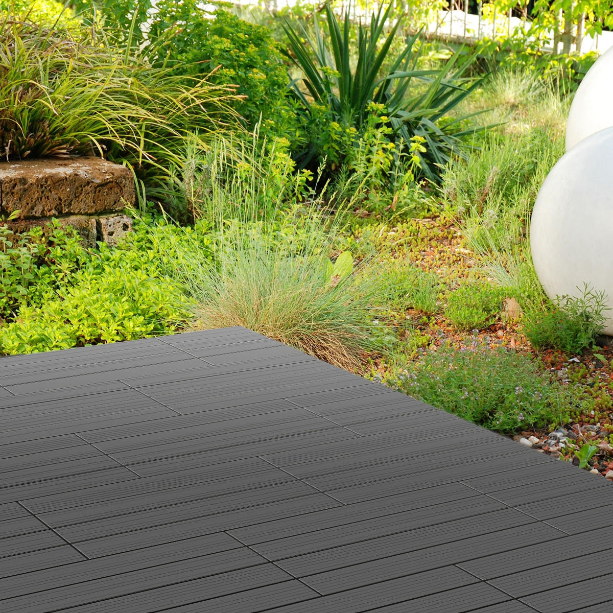 TERRASSENFLIESE Anthrazit 22 Stück - Anthrazit, Holzwerkstoff (60/30/2cm) - ECD-Germany
