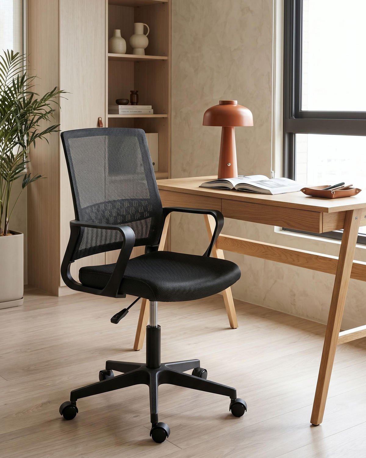BÜROSTUHL Schwarz Ease - Schwarz, Textil (54/94/54cm) - Beliani