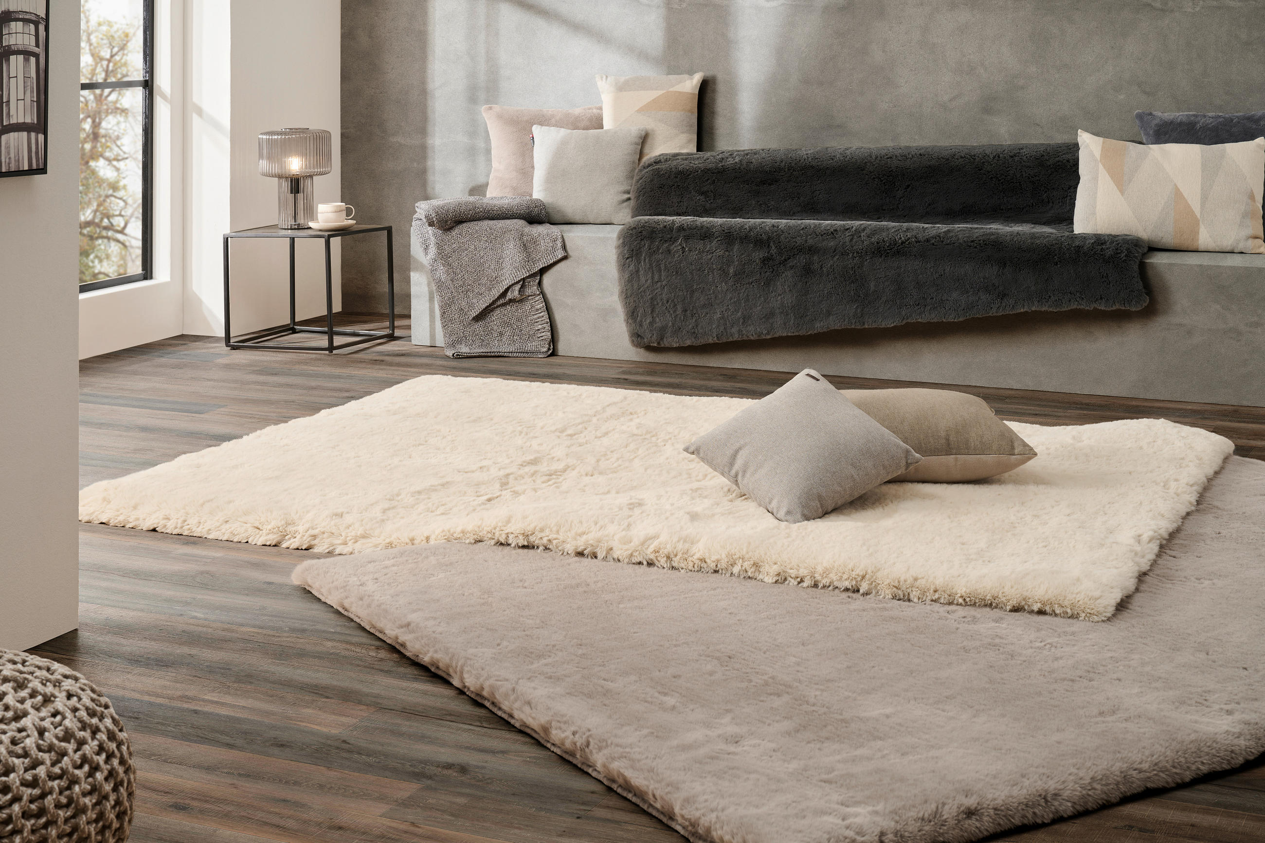 Hochflorteppiche Grau & Beige