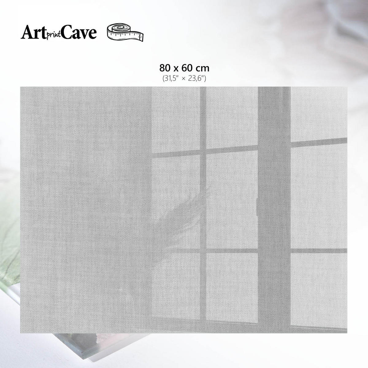 GLASPLATTE 80x60 cm – Grauer Stoff - Gelb, Glas (0.4/80/60cm) - ArtPrintCave
