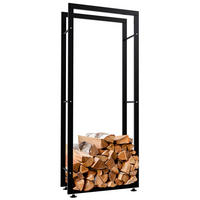 KAMINHOLZREGAL innen Metall SATLO| Schwarz, 25x60x150cm - Schwarz, Metall (60/150/25cm) - DELUKE