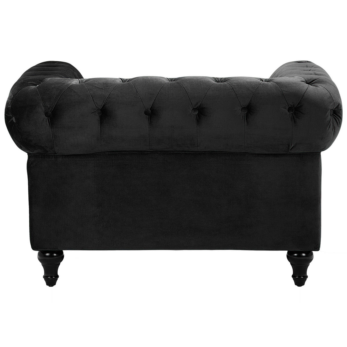 SESSEL Samtstoff schwarz Chesterfield - Dunkelbraun/Schwarz, Textil (110/70/75cm) - Beliani