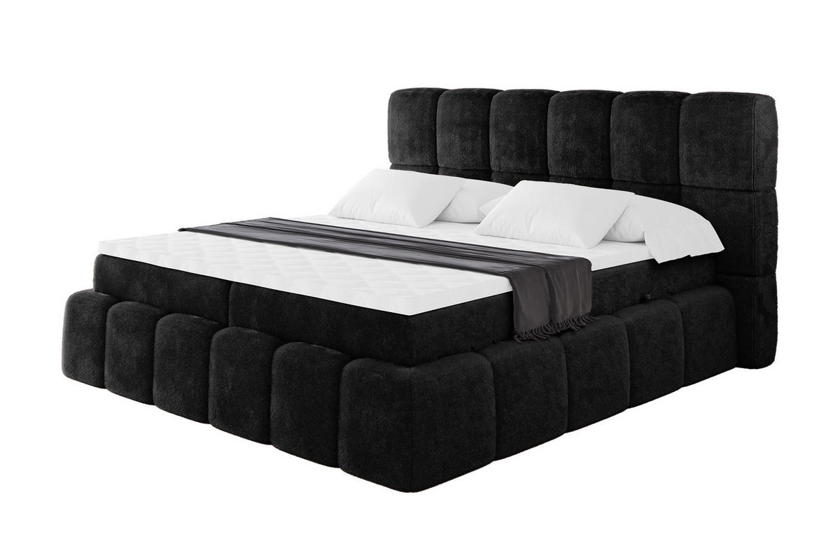 BOXBETT - AURI-H4 - 160x200 Schwarz Lapitt - Schwarz Hochglanz/Schwarz, Holzwerkstoff (160/200cm) - ALTDECOR