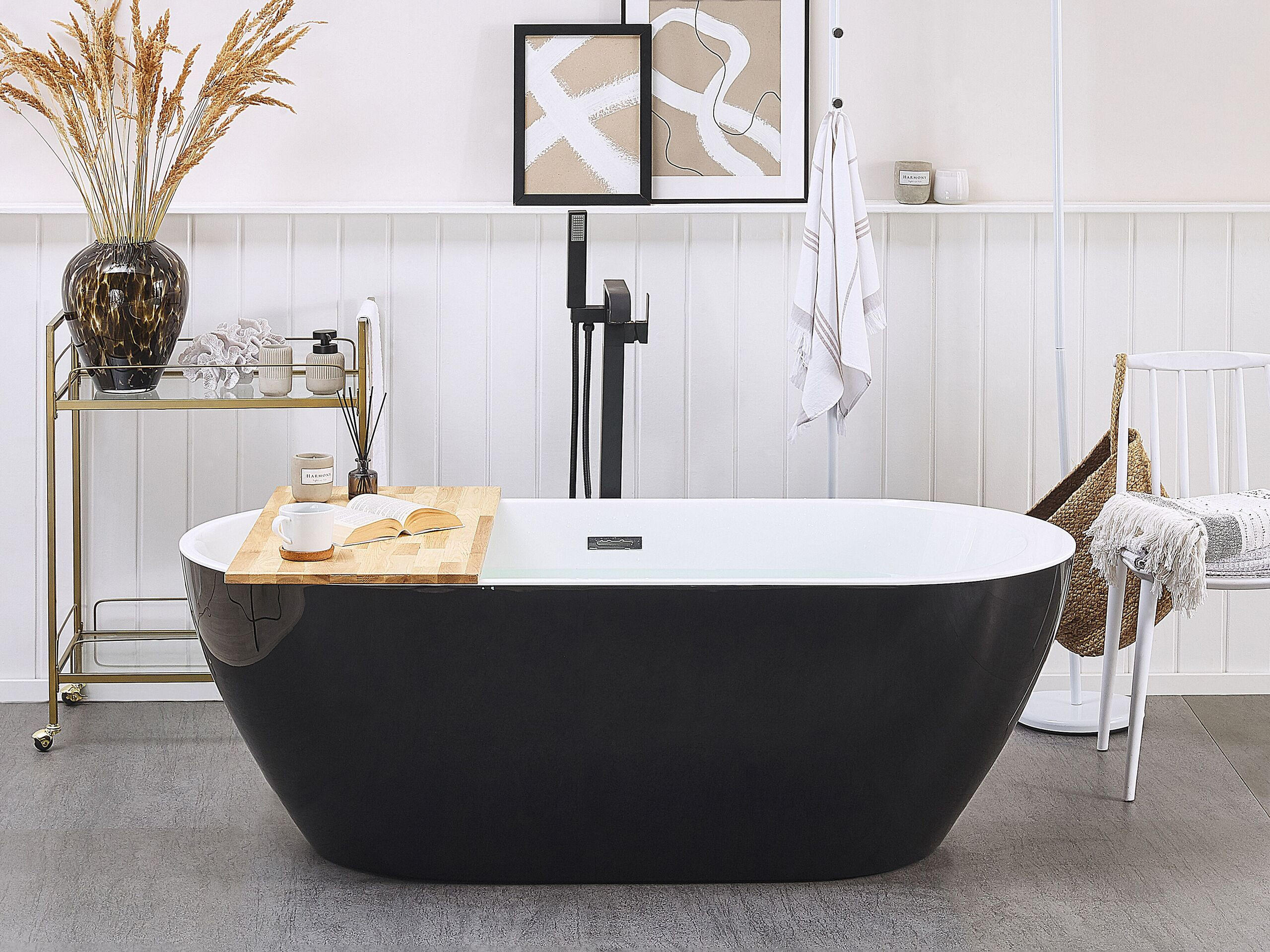 BADEWANNE FREISTEHEND 80x170x59 cm schwarz Nevis - Schwarz, Kunststoff (80/59/170cm) - Beliani