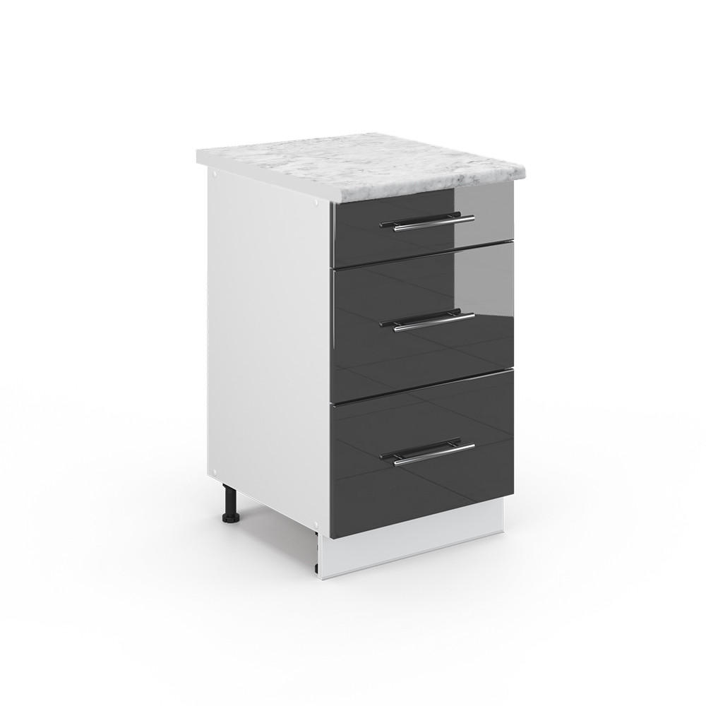 Schwarz Hochglanz/Weiß, Holzwerkstoff (50/82/60cm) - Vicco