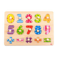 HOLZ Zahlenpuzzle TY851 bunt Holz, Zahlen 0-9, Rechenzeichen, Steckspiel, Griffe, Motorik - Multicolor, Holz (22/30cm) - Tooky Toy