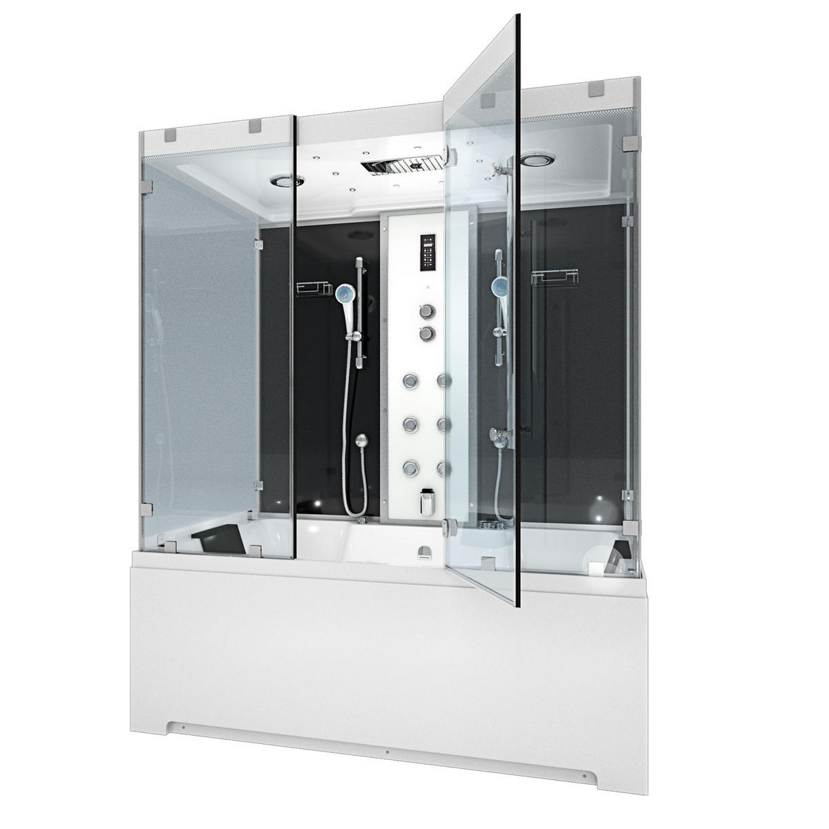 DAMPFDUSCHE Whirlpool K80-SW-EH-B-SC - Schwarz, Glas/Kunststoff (180/100/228cm) - AcquaVapore by Sandra Jentho