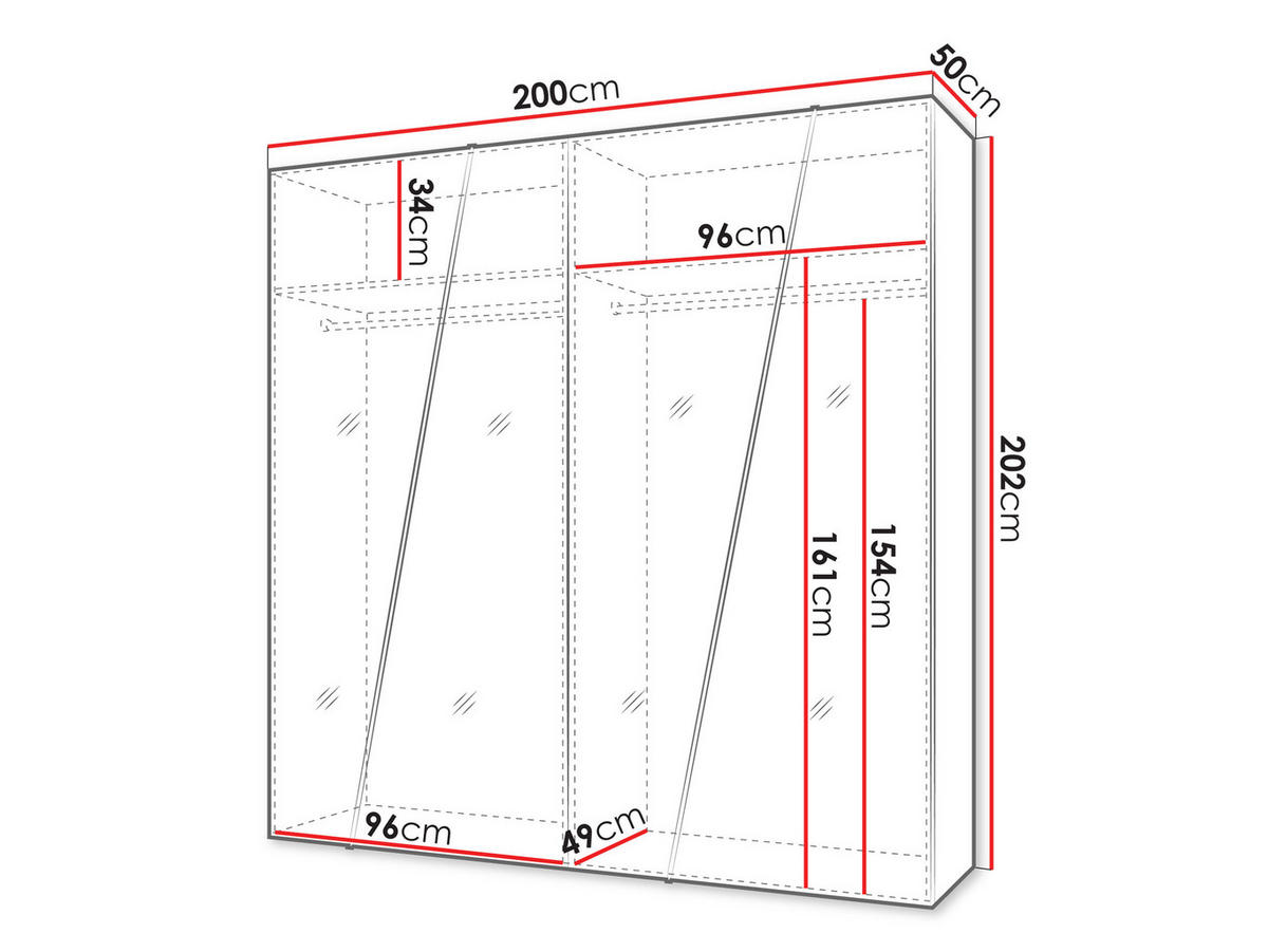 DREHTÜRENSCHRANK Zen 4L 200 cm - Kaschmir/Schwarz, Holzwerkstoff/Kunststoff (200/202/50cm) - MIRJAN24