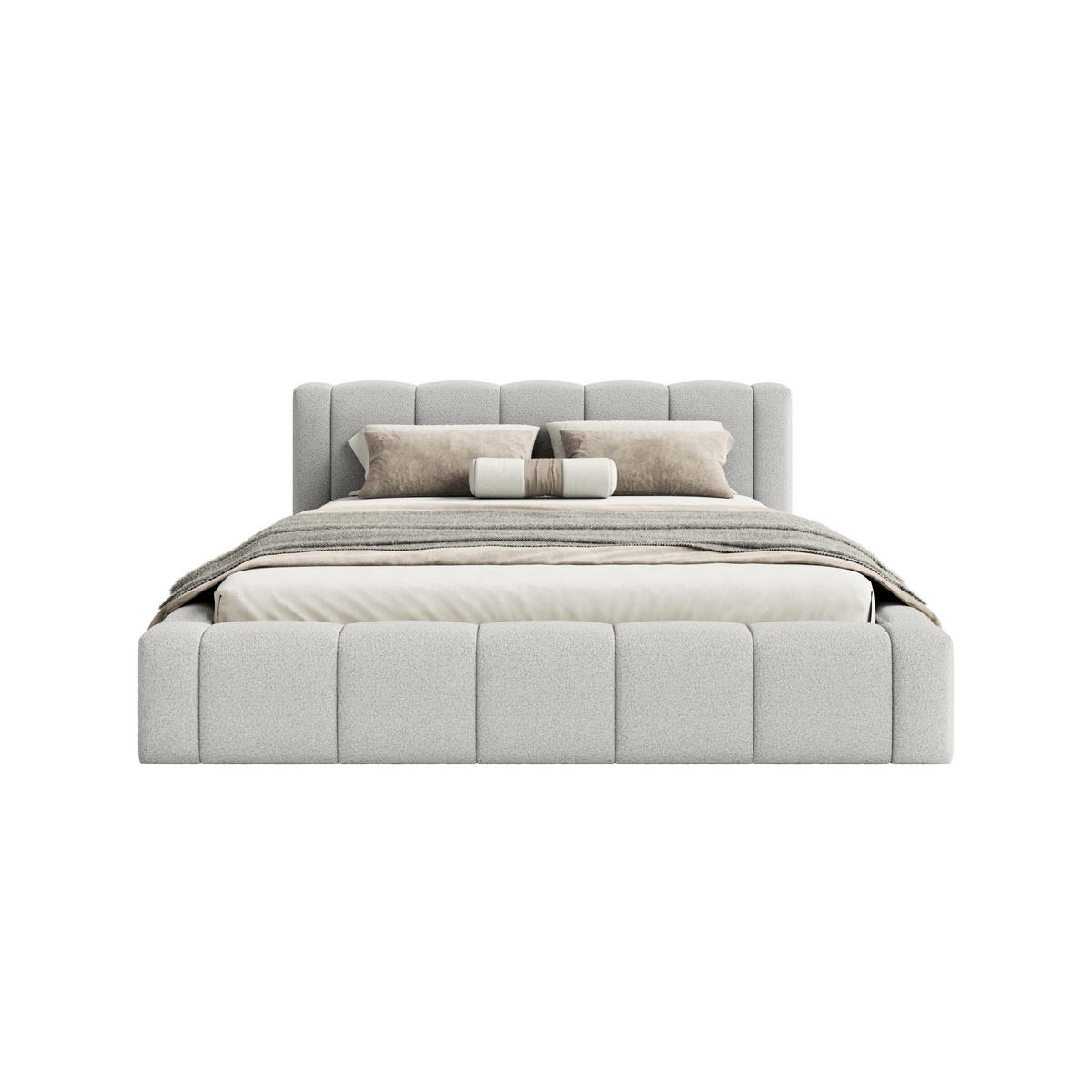 POLSTERBETT Nedi 140x200 cm, Grau - Grau, Textil (140/200cm) - Fedve