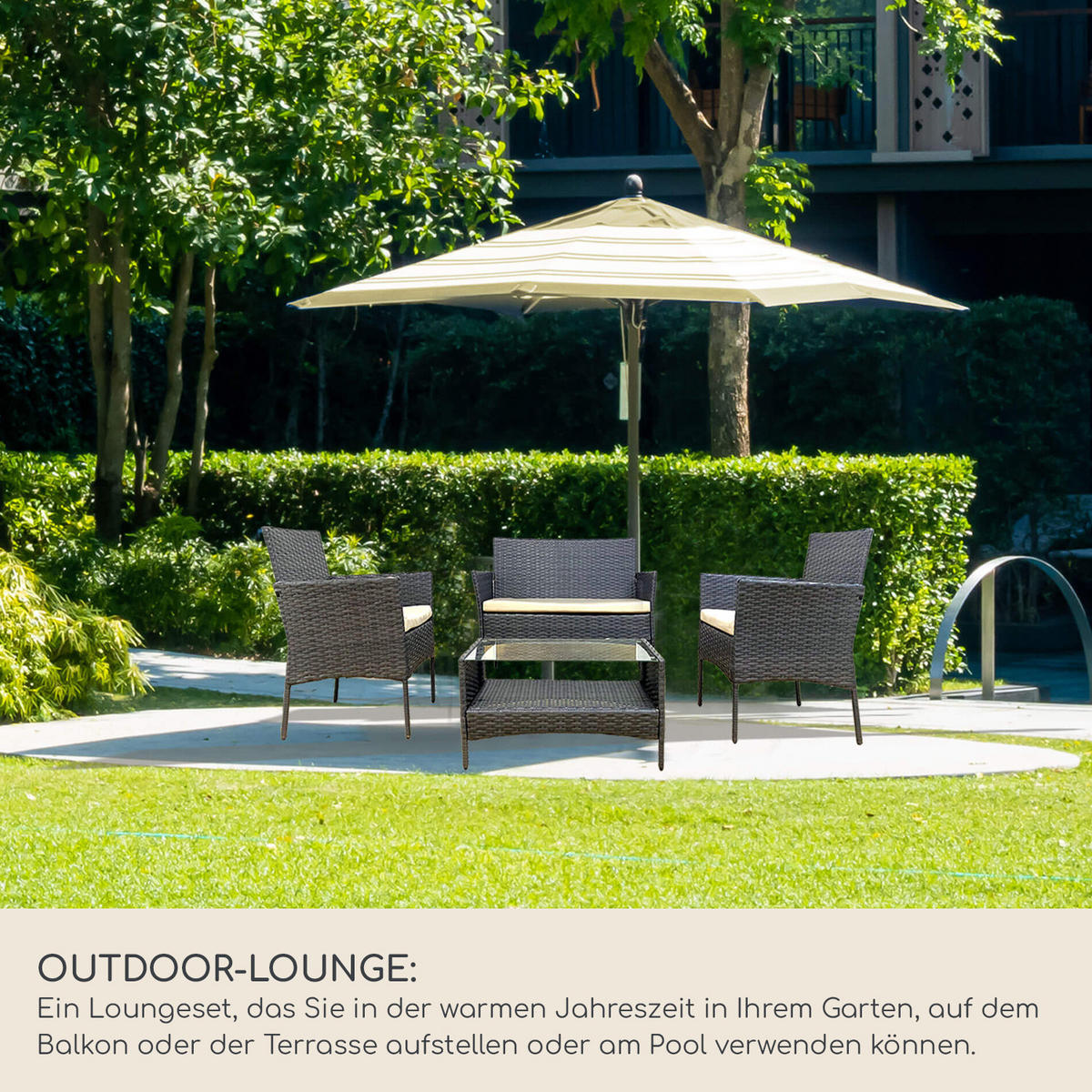GARTEN-LOUNGE Grau 56/96/82 cm - Grau, Metall - Mobili Rebecca