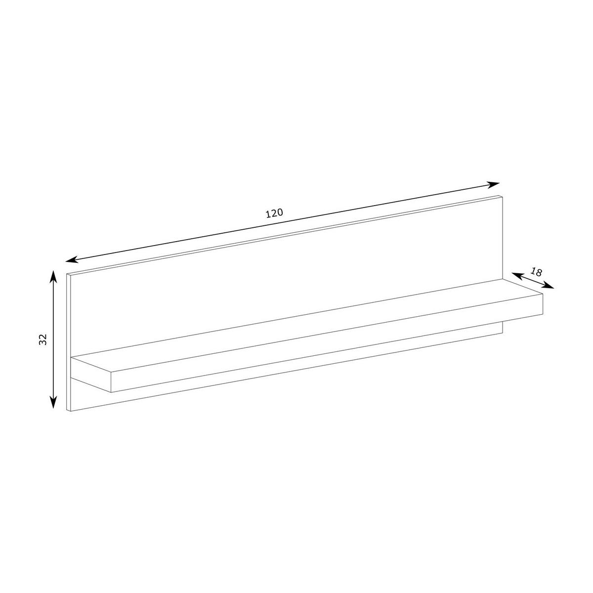 WANDREGAL Indianapolis I-11 120 x 32 x 18 cm Esche dunkel - Dunkelbraun, Holzwerkstoff (120/32/18cm) - Koseto