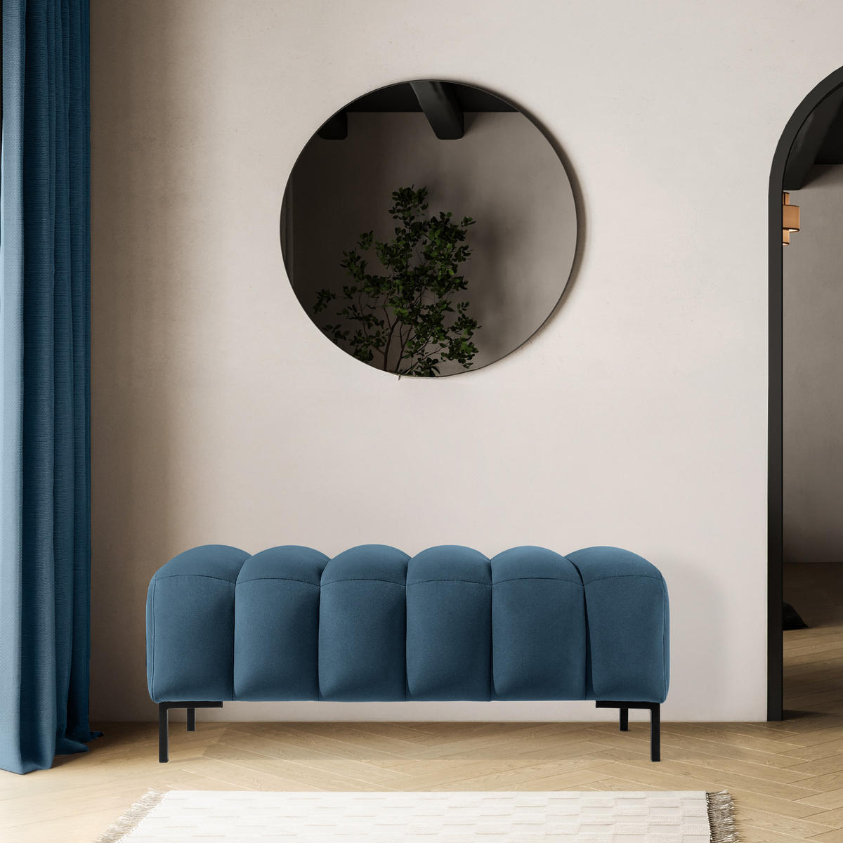 SITZHOCKER Polsterhocker PECCO, Veloursstoff - Schwarz/Rosa, Holz/Textil (120/50/50cm) - KONSIMO®