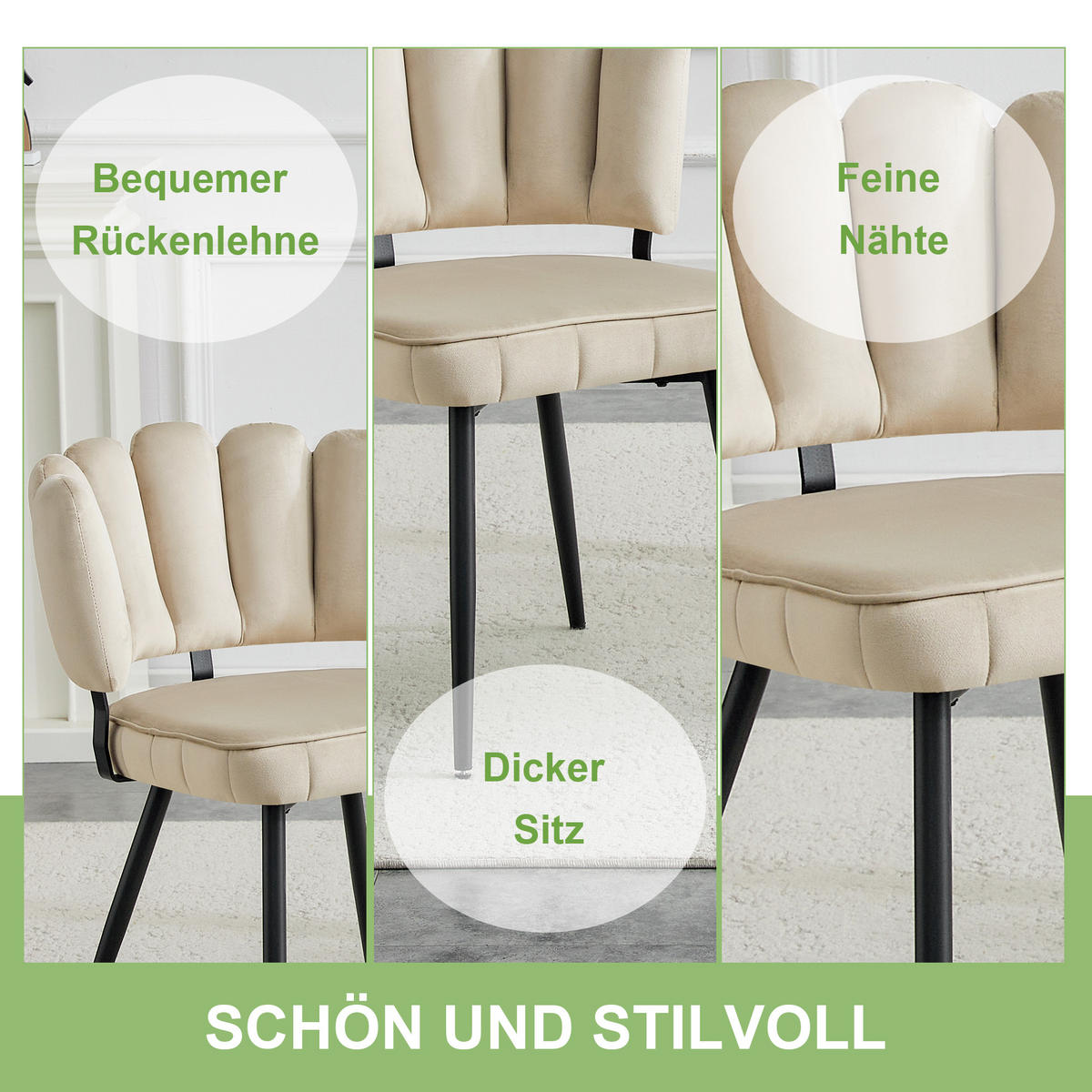 STUHL-SET DE-36559 2 Stück mit Metallbeinen Grau - Hellbraun, Metall (48/80/60cm) - ComfortXL