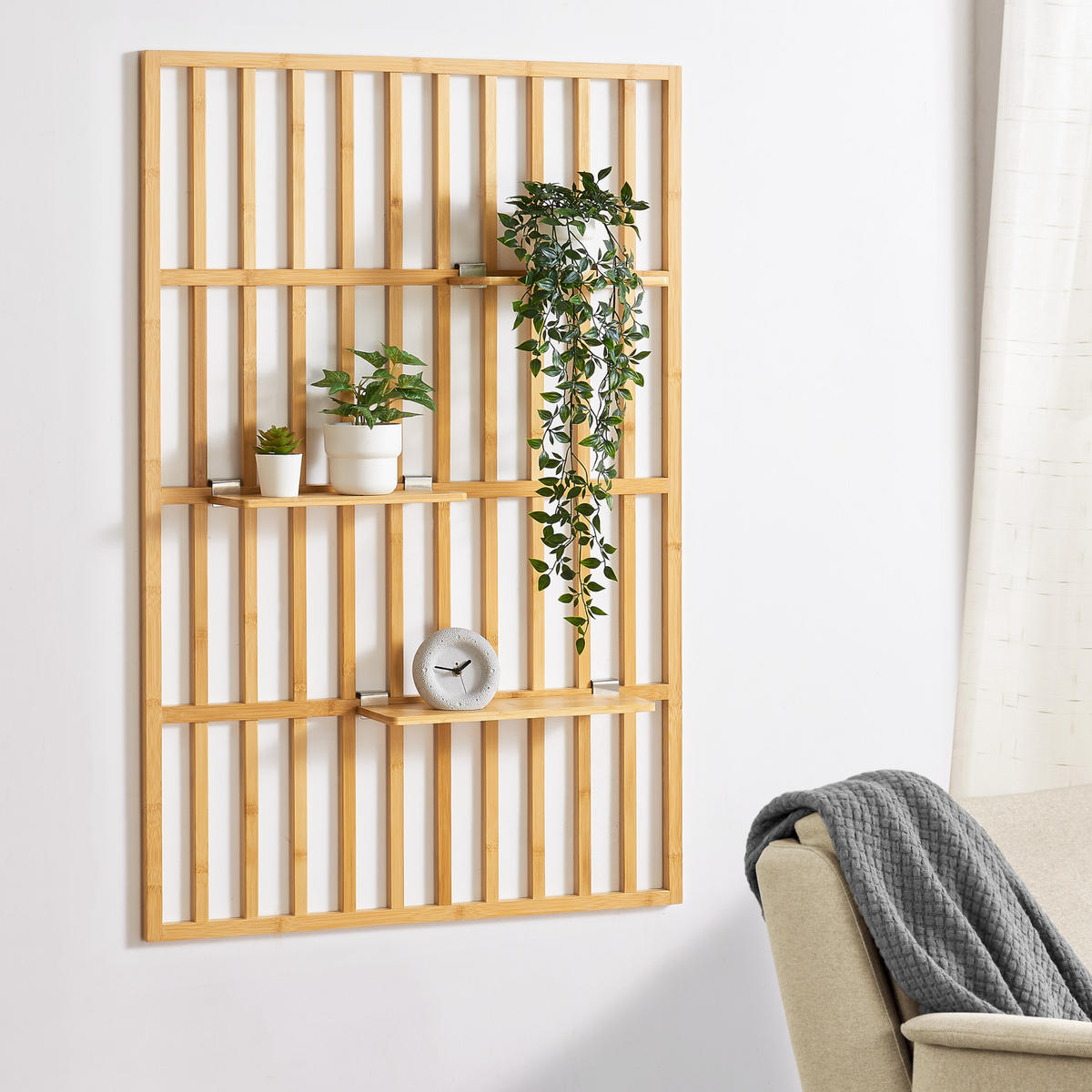 WANDREGAL Røst - Naturfarben, Naturmaterialien (80/120/13cm) - [en.casa]
