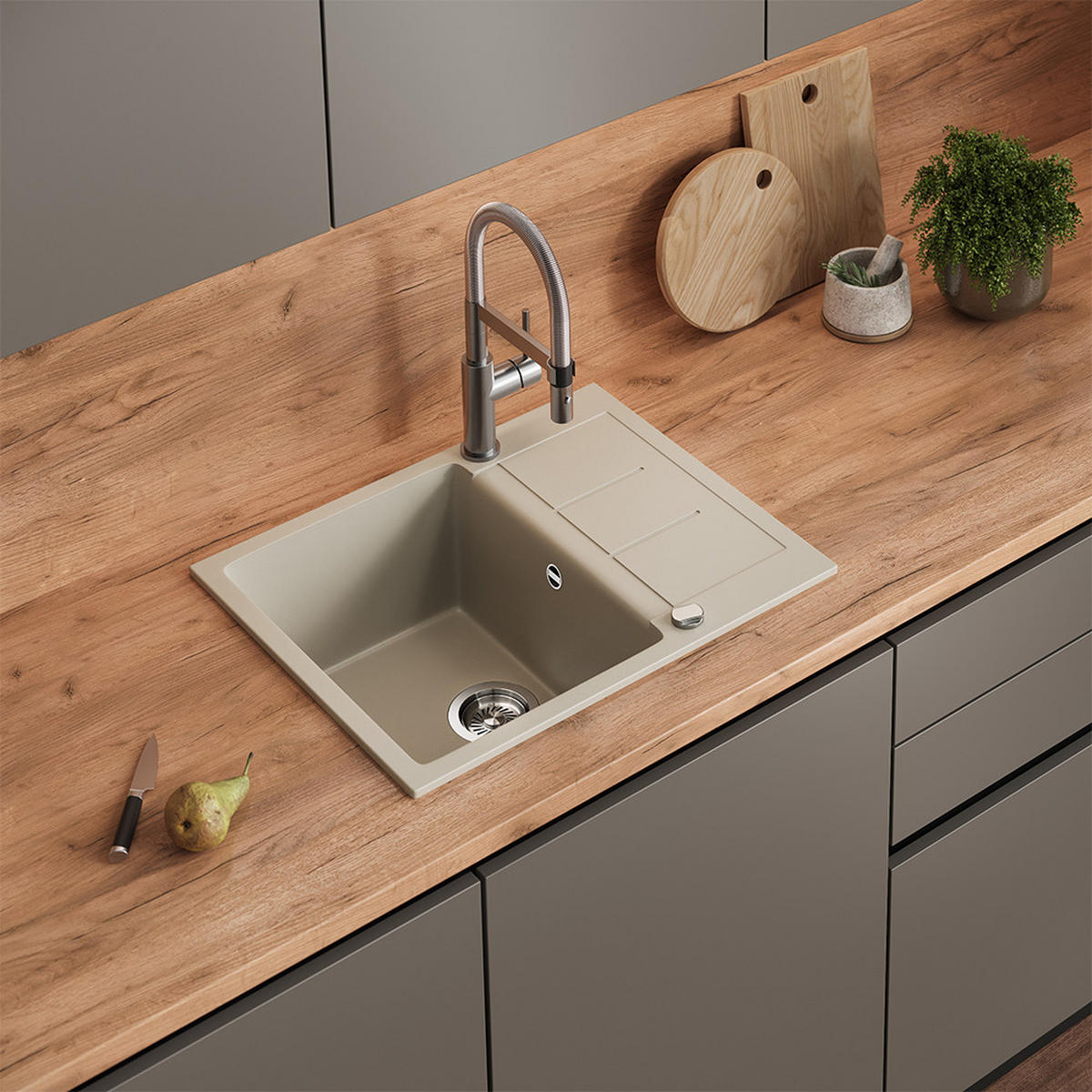 SPÜLBECKEN Rom Beige 62 x 50 cm - Beige, Keramik (62/20/50cm) - Bergstroem