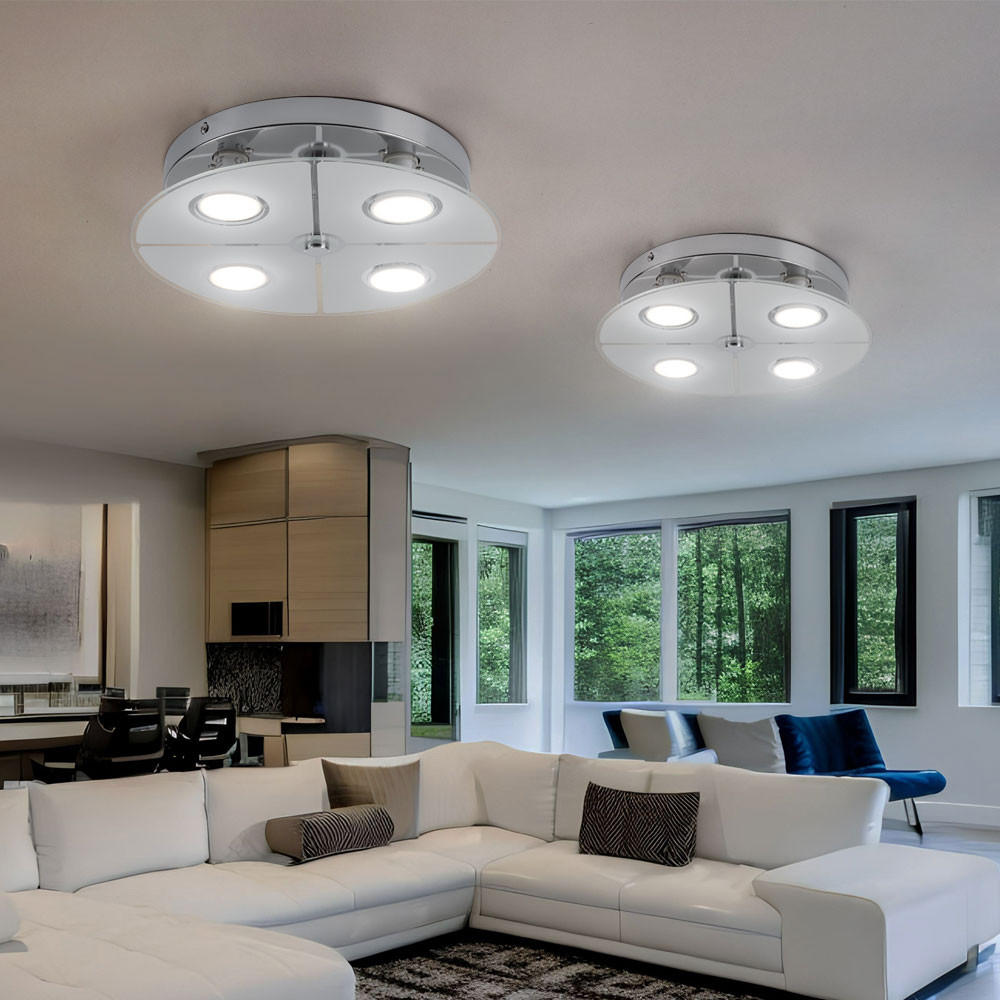 LED DECKENLEUCHTE RENE Metall Silber 2er Set - Silberfarben, Glas (30/30/7.5cm) - Globo Lighting