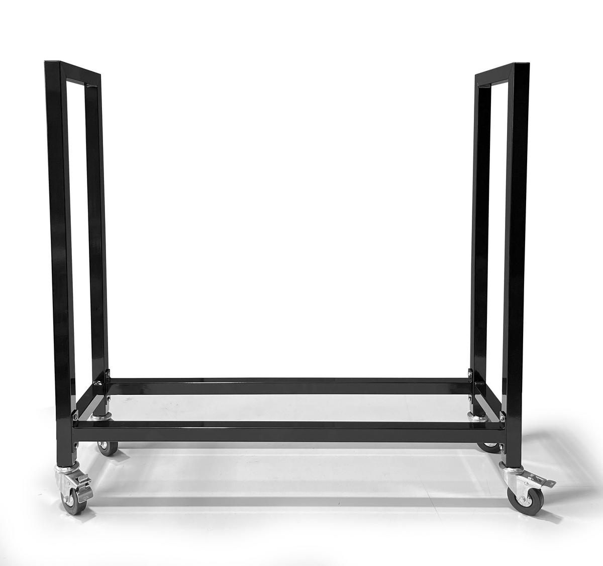 KAMINHOLZREGAL Außen 65x25x65 cm Metall Schwarz mit Rollen - Schwarz, Metall (65/65/25cm) - QUICK STAR