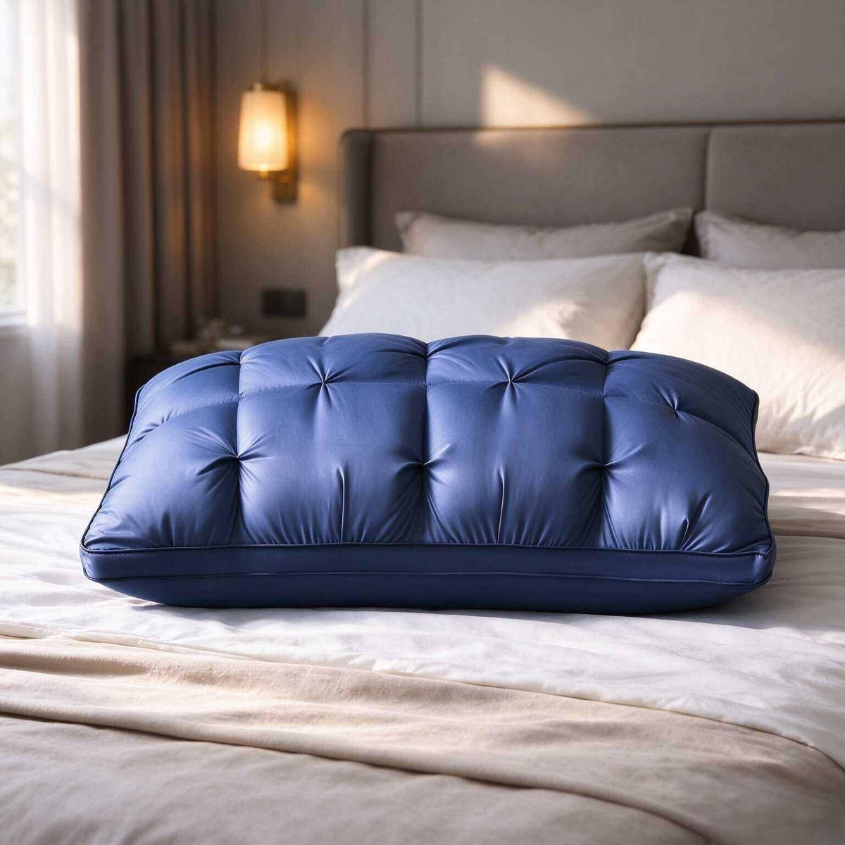 KISSEN – Hohes Kissen – 48 x 74 cm – Dunkelblau - Dunkelblau, Textil (74/48cm)