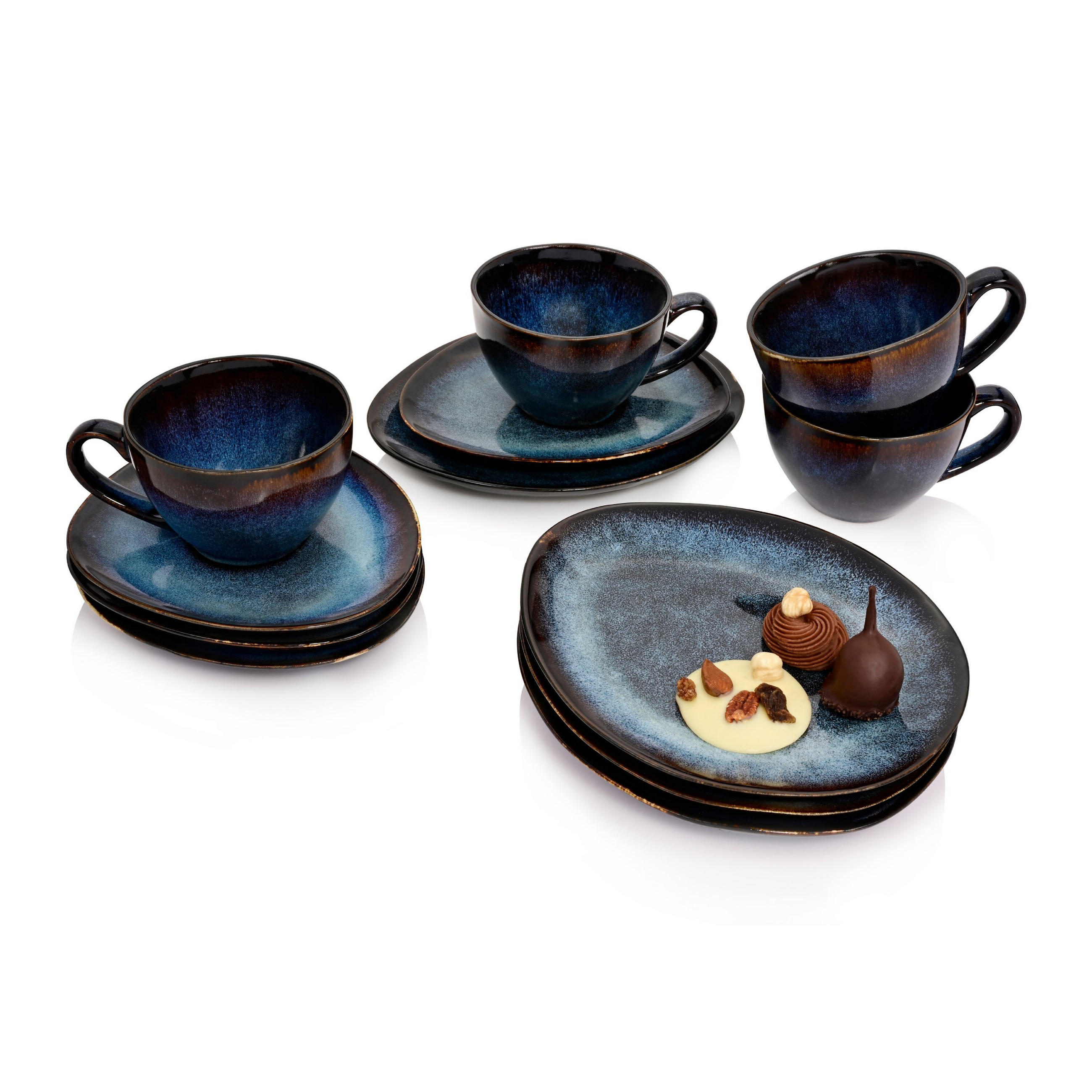 KAFFEESERVICE TOKIO - 12 teilig aus Steingut - Dunkelblau, Keramik (26/34/24.75cm) - Sänger