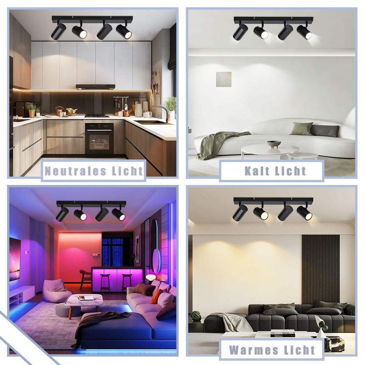 STRAHLER Inga 4-flammig 53/11/3 cm - Schwarz, Metall (53/11/3cm) - Nettlife