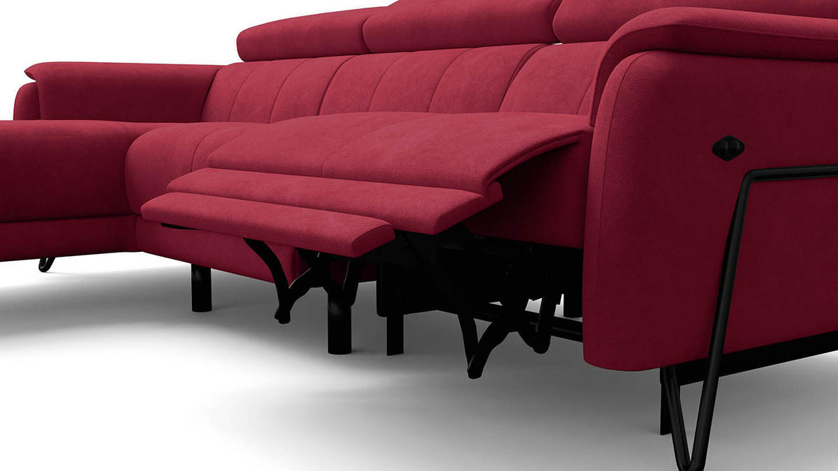 ECKSOFA RODEN 4-Sitzer mit Relax, rostrot, Veloursstoff - Rot, Holz/Textil (268/92cm) - Wozimo