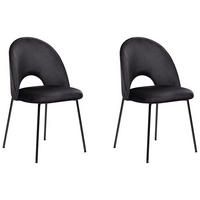 ESSZIMMERSTUHL 2er-Set Samtstoff Schwarz Covelo - Schwarz, Textil/Metall (46/84/45cm) - Beliani