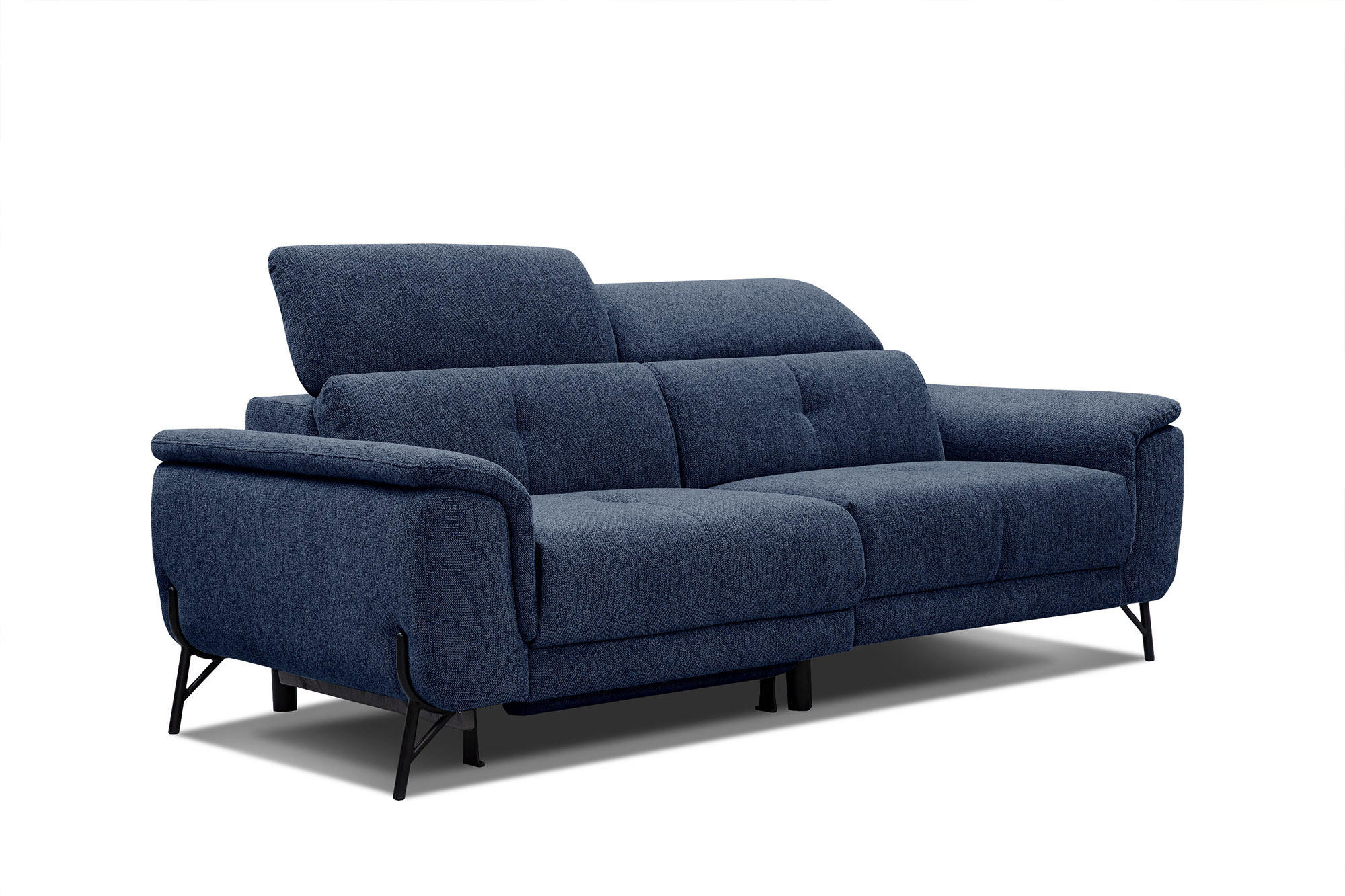 SOFA AVENA 3-Sitzer mit 1 Relaxfunktion, dunkelblau - Dunkelblau, Holzwerkstoff/Textil (204/80/108cm) - Courtois Laville