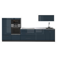 KÜCHENZEILE Fame-Line, Dunkelblau Hochglanz/Anthrazit, 340 cm, AP Marmor - Anthrazit/Dunkelblau, Holzwerkstoff (340/153.6/60cm) - Vicco