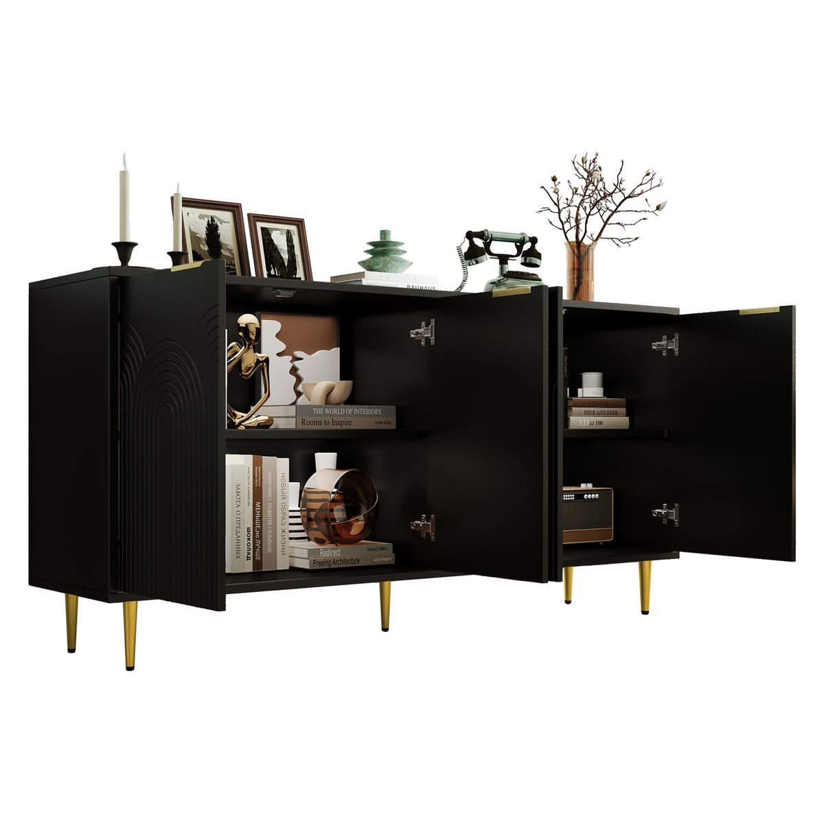 TV-SCHRANK 190/35/45 cm mit Gittertüren und viel Stauraum, Eichefarben - Braun, Holzwerkstoff (190/45/35cm) - Redom