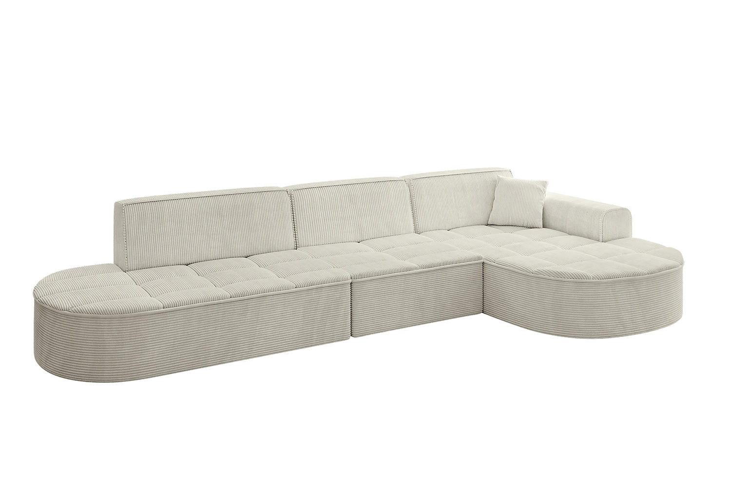 ECKSOFA Ottomane Rechts TARO-L2 - 328x171x79,5 cm Creme - Hellgrau/Creme, Holzwerkstoff/Textil (328/171cm) - ALTDECOR