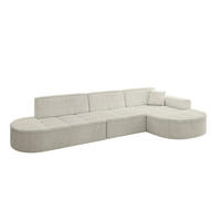 ECKSOFA Ottomane Rechts TARO-L2 - 328x171x79,5 cm Creme - Hellgrau/Creme, Holzwerkstoff/Textil (328/171cm) - ALTDECOR