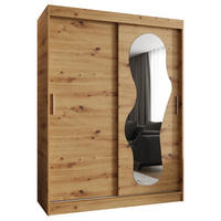 SCHWEBETÜRENSCHRANK 200/150/62 2-türig - Silberfarben/Eiche Artisan, Holz (150/200/62cm) - MÖBEL KRYSPOL