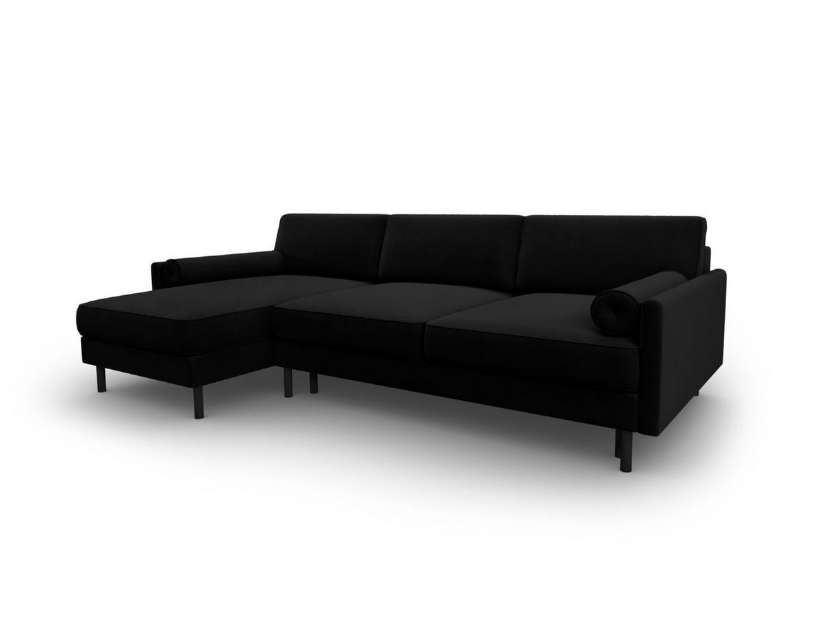 AUSKLAPPBARES-ECKSOFA links mit Container Scott aus Samt schwarz 5 Sitzplätze - Schwarz, Textil (142/212cm) - Micadoni
