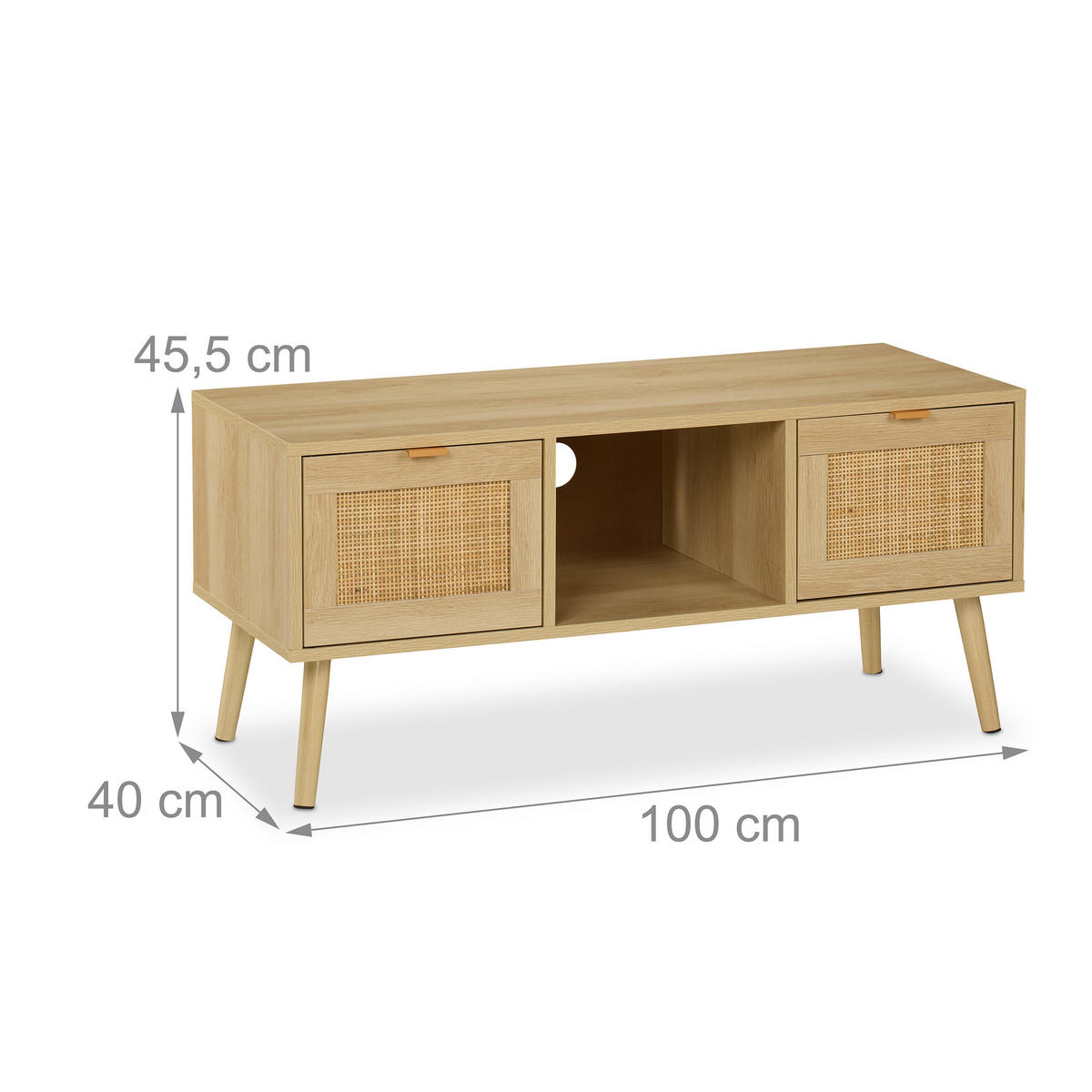 TV-LOWBOARD - Hellbraun, Holz/Holzwerkstoff (100/45.5/40cm) - Relaxdays