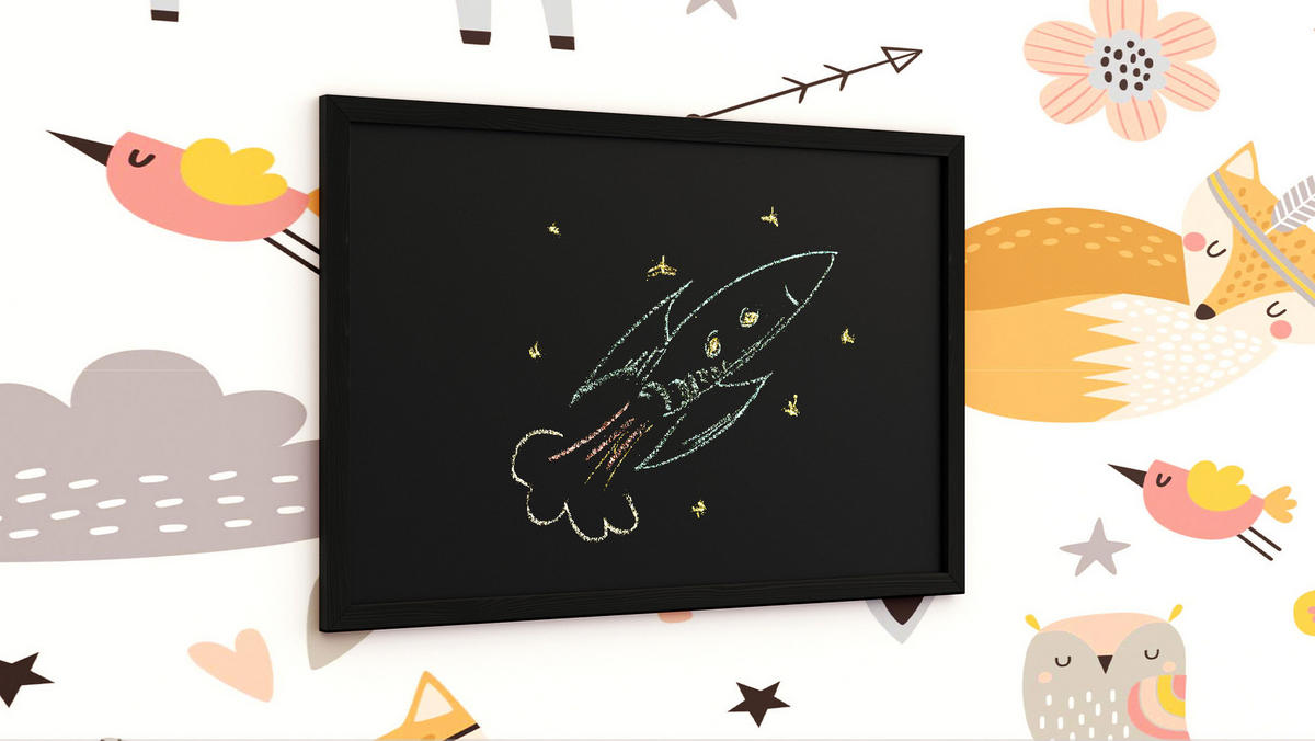 KREIDETAFEL 60x40 cm mit Schwarz ECO-Holzrahmen - Schwarz, Holz (60/40/2cm) - ALLboards