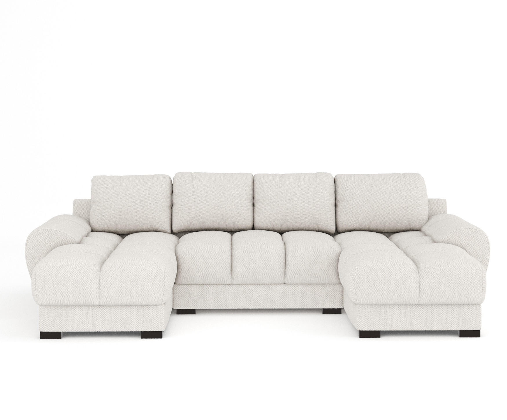 WOHNLANDSCHAFT Peebles Beige Chenille-Stoff - Beige/Schwarz, Holz/Holzwerkstoff (330/90/175cm) - Maison de Reve