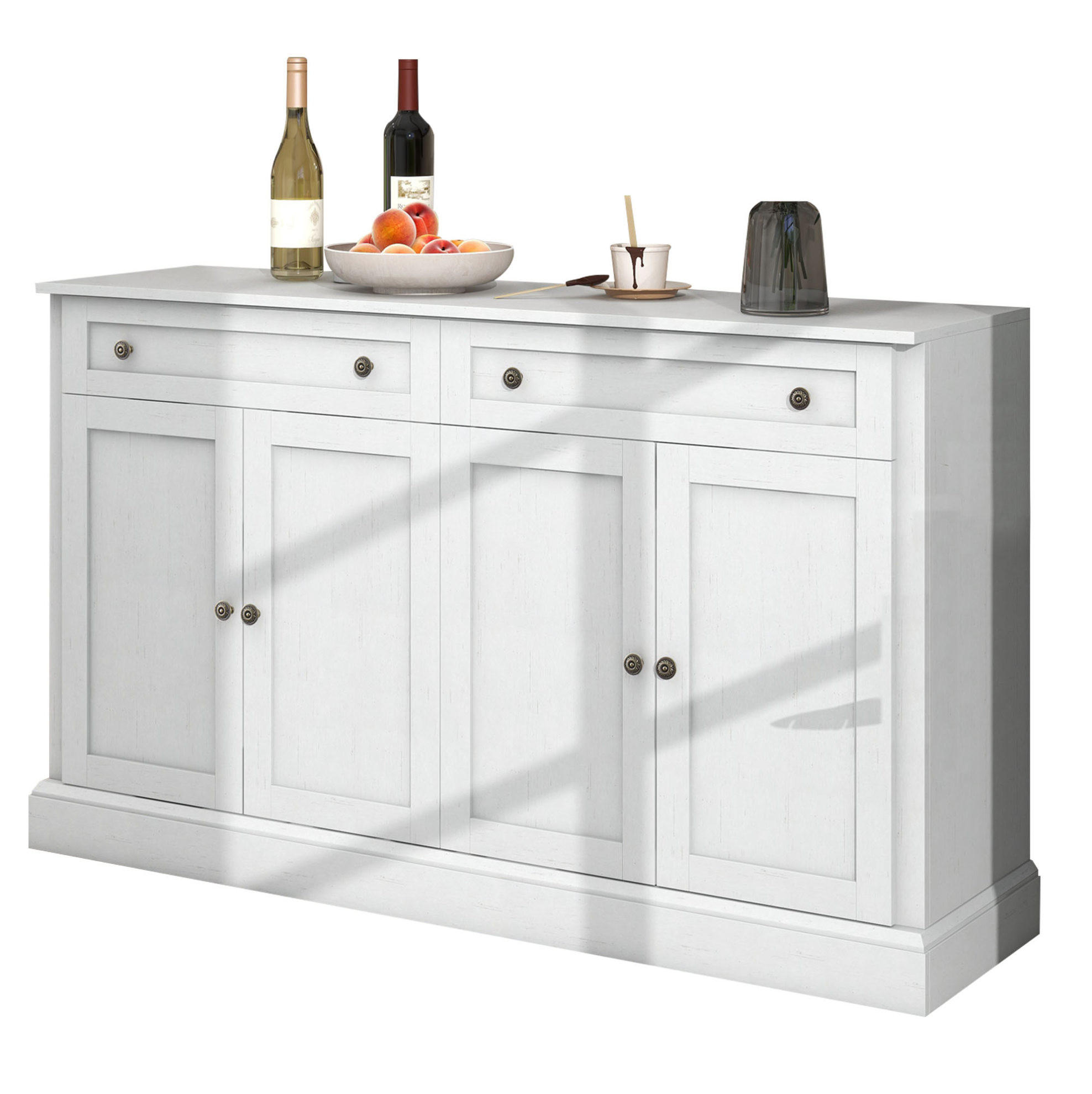 SIDEBOARD 4-türig mit 2 Schubladen 150 x 40 x 86 cm Antique White - Weiß, Holzwerkstoff (150/86/40cm) - Meubliv