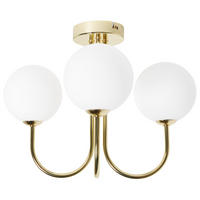 DECKENLAMPE Gold/Weiß Shire - Goldfarben/Weiß, Glas (30/30/29cm) - Beliani