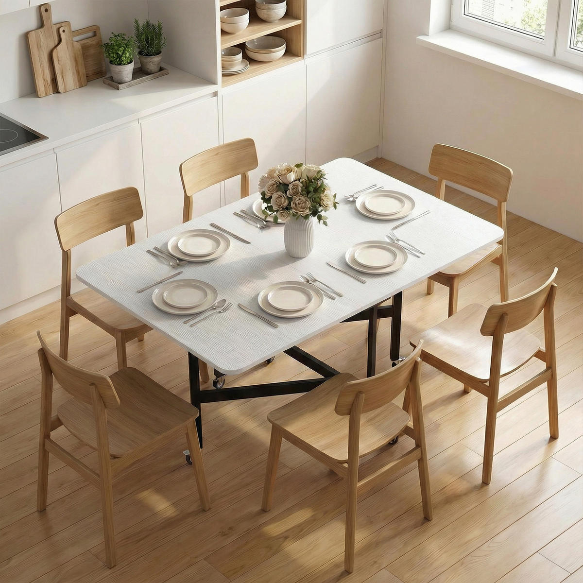 ESSTISCH Spanplatte Stahl Weiß - Eichefarben/Schwarz, Holzwerkstoff/Metall (120/80/73cm) - HOMCOM