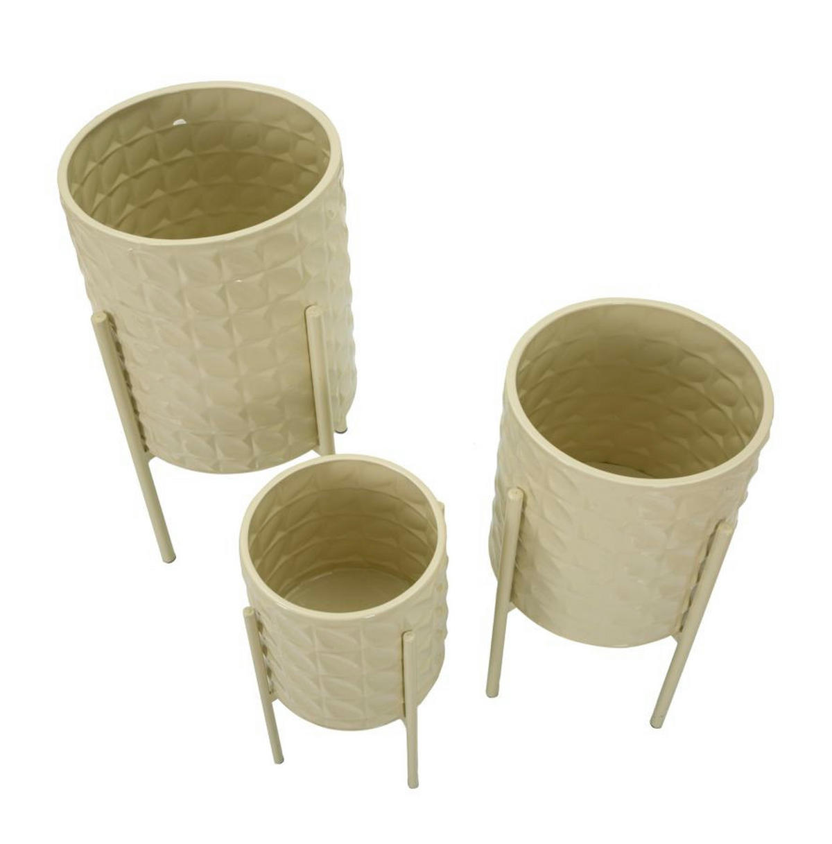 PFLANZENSTÄNDER IM 3ER-SET Hgolder Betsy, cremefarben, Eisen, Höhen 56,5, 48,5 und 37,5 cm - Creme, Metall (36/36/57cm) - Mauro Ferretti