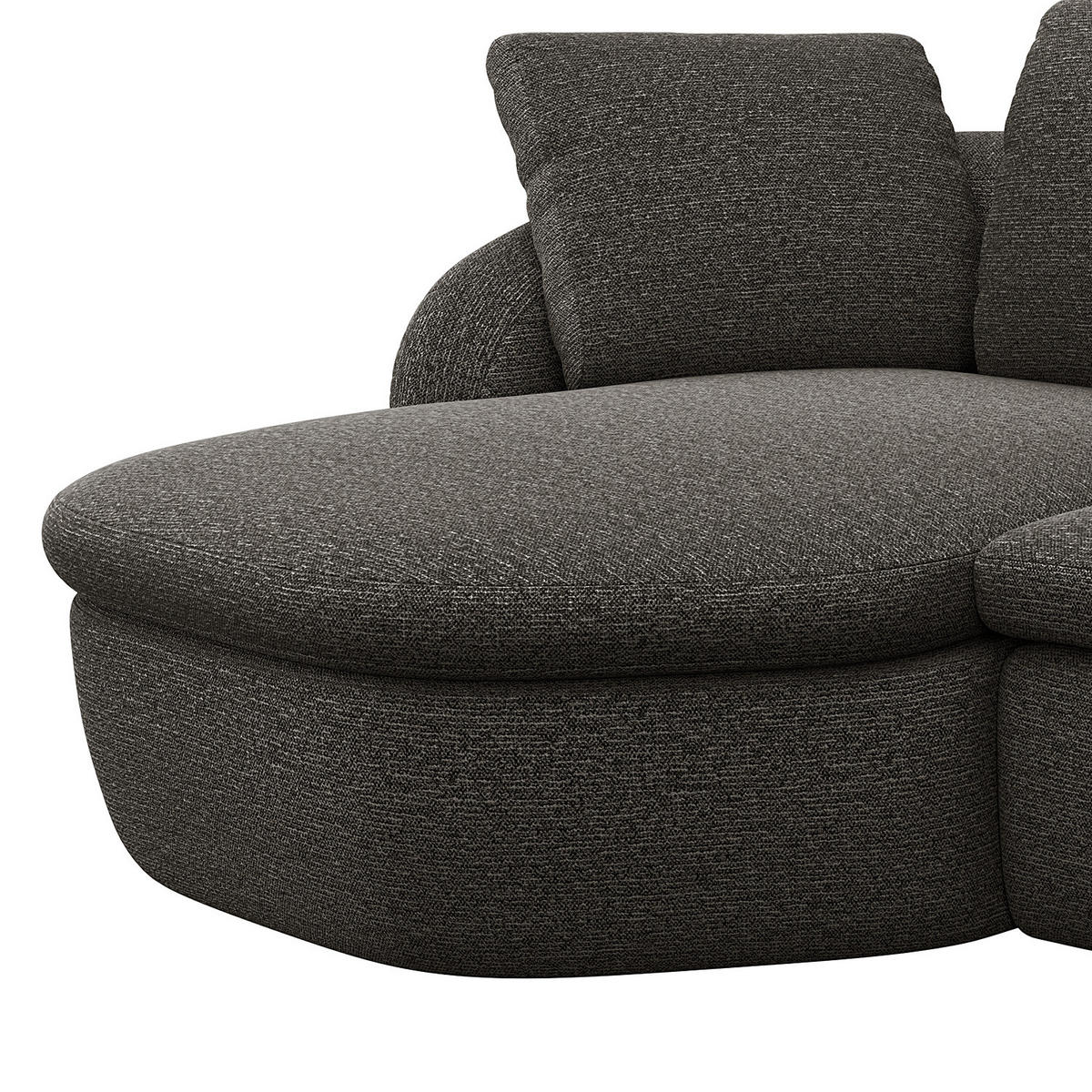 ECKSOFA mit Longchair - Anthrazit/Schwarz, Kunststoff/Textil (217/146cm) - home24