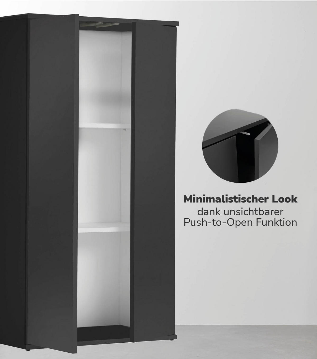 MEHRZWECKSCHRANK Der Schlanke - Schwarz, Holzwerkstoff (60/110/34cm) - Mokebo