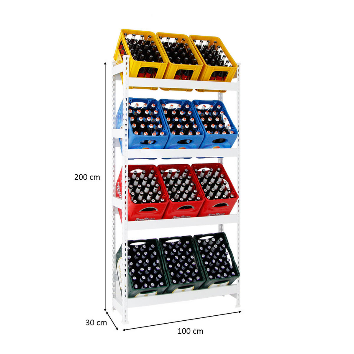 GETRÄNKEKISTENREGAL High Big Camel HxBxT 200 x 100 x 30 cm Weiß - Weiß, Metall (100/200/30cm) - PROREGAL