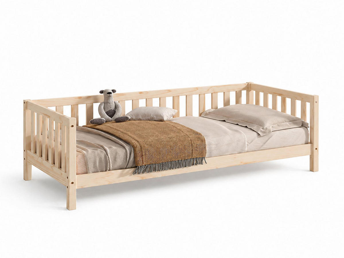 BODENBETT Kapua 90x200 umbaubar zum Tagesbett Kiefer Massivholz Natur - Kieferfarben, Holz (90/200cm) - 58aufmkessel