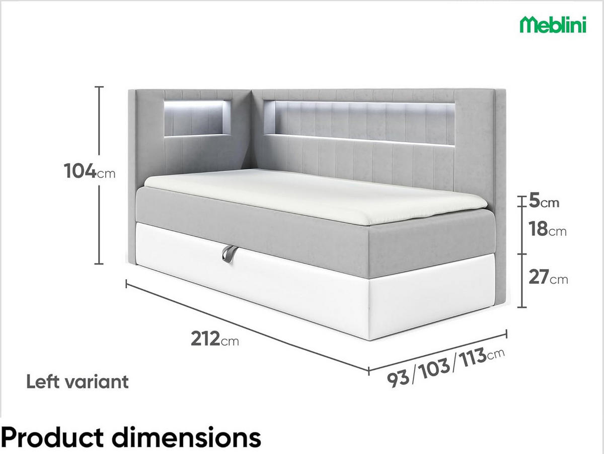KINDERBETT GARETH 3 - Weiß/Grau, Holzwerkstoff (93/212cm) - Meblini