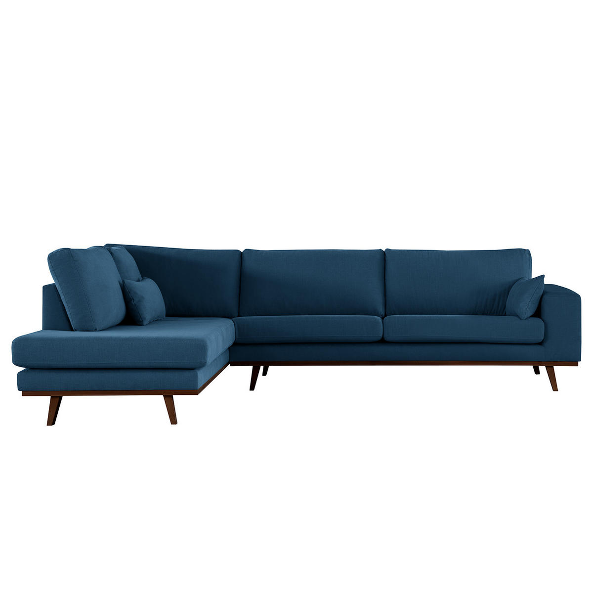 ECKSOFA mit Ottomane - Blau/Buchefarben, Textil (287/219cm) - home24