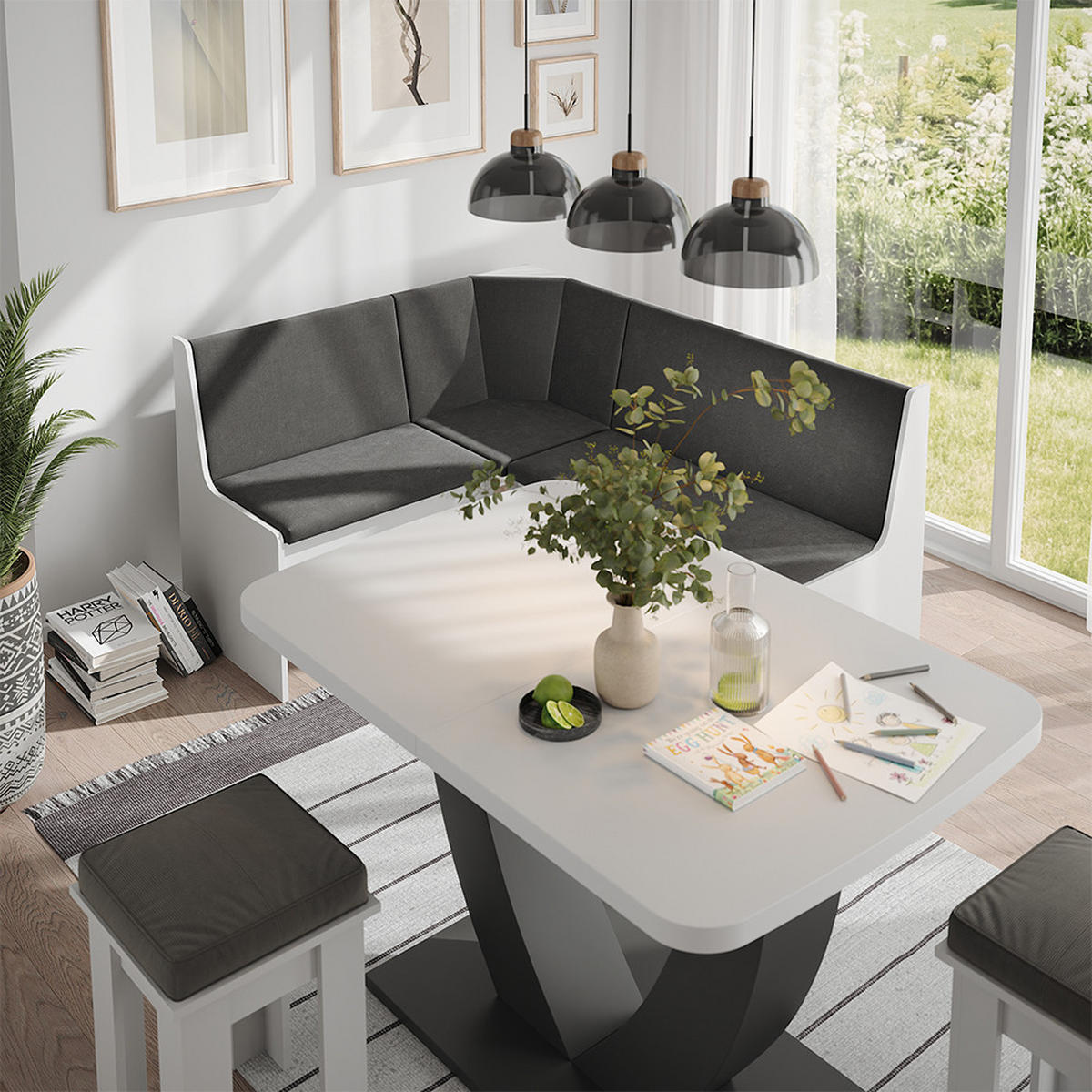 ESSZIMMER-ECKBANK Ramon Weiß 150 x 51 cm mit Stauraum - Weiß, Holzwerkstoff (150/80.5/51cm) - Vicco